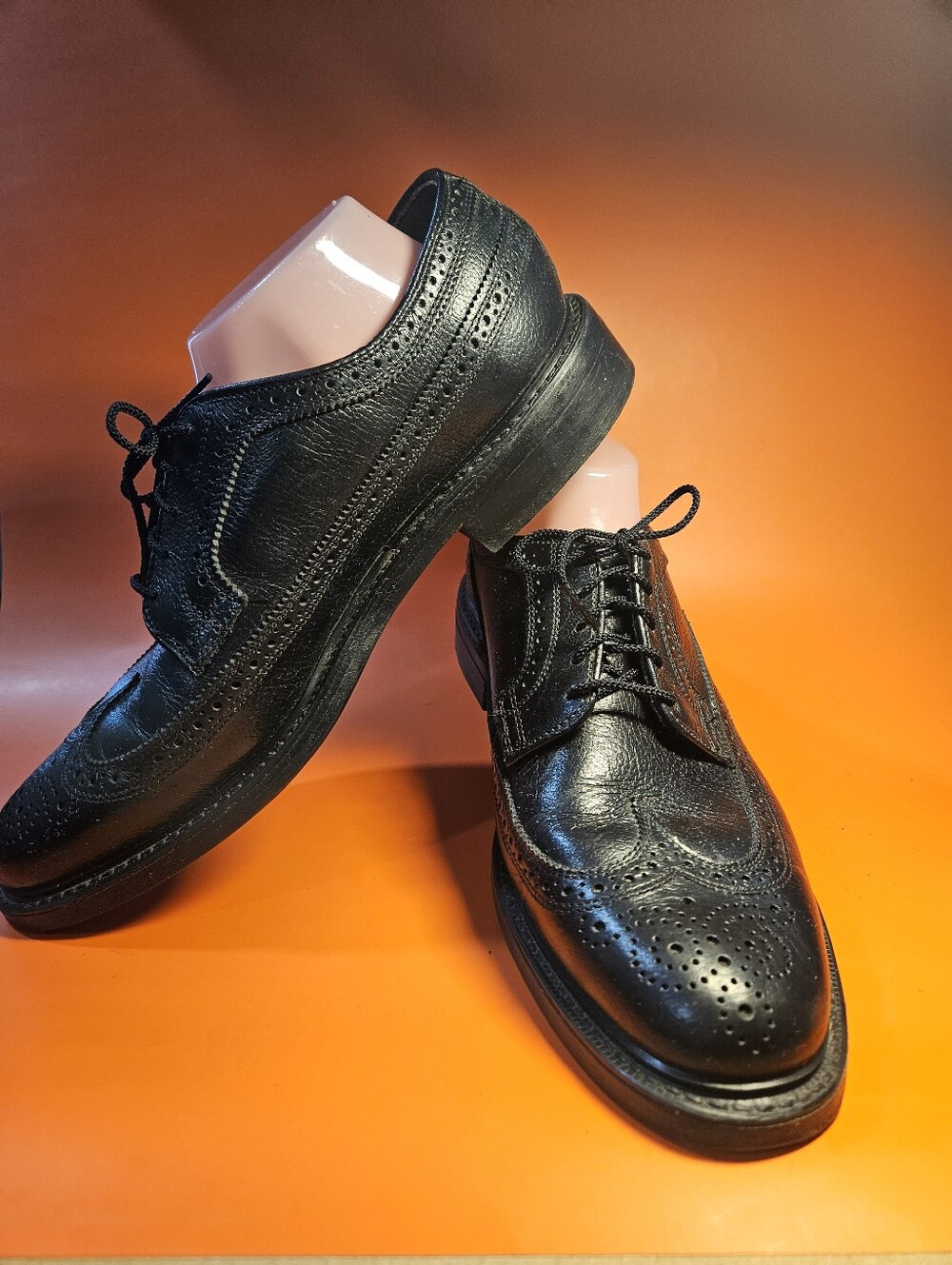 VINTAGE DEXTER BLACK LEATHER BROGUE WINGTIP Size 10 Bin 3